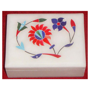 กล่องเครื่องประดับงานฝังหินอ่อนสี่เหลี่ยม - Product Image 1