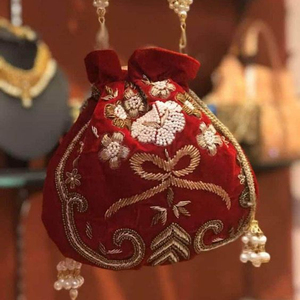 Qipao élégant, sac avec belle broderie de perles en verre de cristal, dbka, ZARI, fonctionne sur les sacs de fête et de mariage @ 2022 - Product Image 1