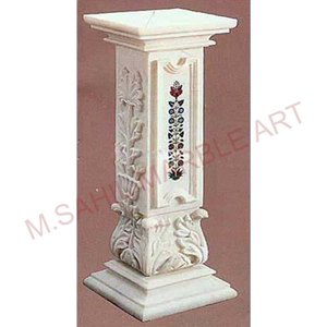 Soporte con incrustaciones de mármol para exhibir y exhibir, disponible en precioso color blanco a precio mayorista en India - Product Image 2