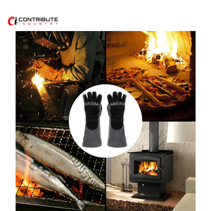 Guantes de trabajo de soldadura de cuero de tamaño personalizado para protección de manos y brazos - Product Image 4