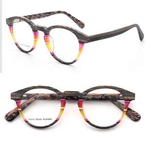 Wholesale Women Acetate Optical Eyeglasses <strong>Frame</strong> Rx Eyewear K9233 Round Glass <strong>Frame</strong> Imitate Wood Men Customize Logo Blue <strong>Brown</strong> - Product Image 1