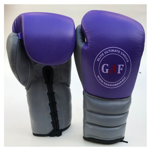 GAF Wholesale High Quality Black 12oz Boxing <b>Gloves</b> Adult Professional <b>Lace</b> up Winning Leather Custom Logo Boxing <b>Gloves</b> - Product Image 1