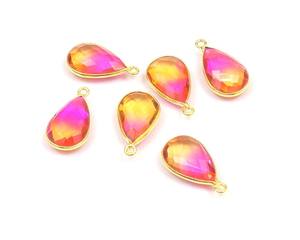 Bijoux en pierres précieuses multi-quartz faits à la main en forme de poire plaqué or unique connecteur de lunette Bali composants de résultats de bijoux - Product Image 5