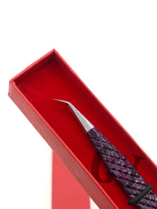 แหนบต่อขนตาทำจากสแตนเลสเคลือบผงพลัม45องศาอุปกรณ์เสริมความงามแบบใหม่โลโก้ตามสั่ง - Product Image 2