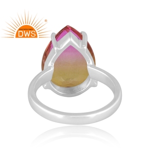 Anillo Apilable de Plata de Ley Fina Hecho a Mano con Turmalina Biopetro Natural y Cuarzo Doble para Bodas y Fiestas - Última Colección - Product Image 4