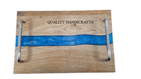 Plateaux de service en bois et résine époxy, 5 pièces, plateaux de service rustiques pour hôtel et Restaurant, pour Table basse, cuisine, vente en gros