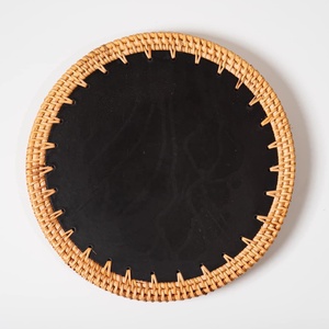 Plateau de service en rotin naturel du Vietnam, avec mère de la perle, plateau rond en rotin pour la décoration du Ramadan Eid, vente en gros - Product Image 3