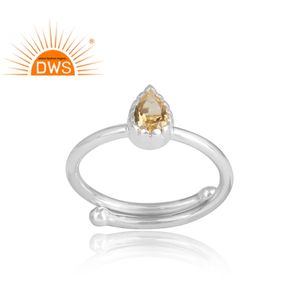 ลูกแพร์ธรรมชาติตัดซิทรินแหวนพลอยเครื่องประดับผู้ค้าส่ง925ปรับแหวนเงินผู้ผลิตเครื่องประดับ - Product Image 2