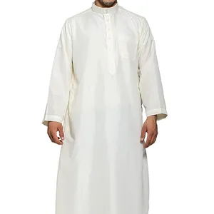 현대 2020/2021 고품질 면화 이슬람 로브 남성 사우디 아라비아 디자인 긴 Thobe 의류 이슬람 남자 Thobe/thawb
