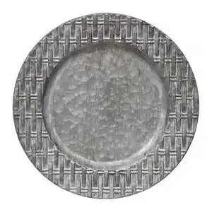 Natural Galvanized charger plate for weddings Iron Embossed Design Decorative Charger Plate Dining Table Charger Table Available