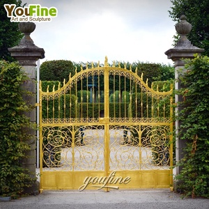 YouFine - Puerta Doble de Hierro Forjado Ornamental para Entrada de Vehículos, con Diseño de Adorno Arqueado y Pilares de Piedra, para Entrada de Villas y Propiedades de Lujo - Product Image 6