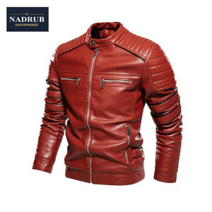 Veste rétro en cuir polaire pour hommes, manteau tendance hiver chaud Streetwear pour motos - Product Image 2