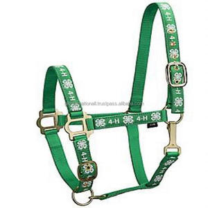 Caballo de nailon 100% de calidad de exportación, halter en color verde cosido con cinta de diseño, costura doble con hardware niquelado - Product Image 1