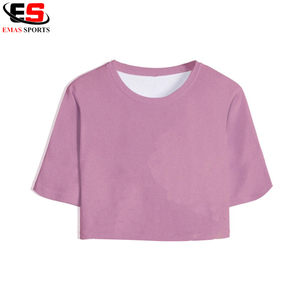 เสื้อยืดครอปสำหรับผู้หญิงเสื้อครอปรัดรูปสีดำโอเวอร์ไซส์สีขาวเรียบๆเสื้อยืดกีฬาผ้าสแปนเด็กซ์สีชมพูสำหรับใส่ไปยิม - Product Image 6