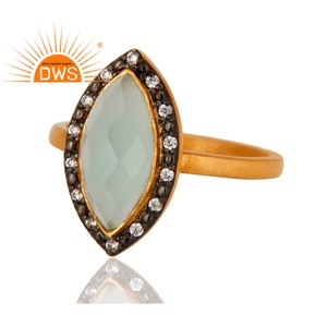 ธรรมชาติ Aqua Chalcedony พลอยแหวนเครื่องประดับขายส่งอินเดียที่ทำด้วยมือชุบทองเงินสเตอร์ลิงแหวนเครื่องประดับผู้ผลิต - Product Image 2