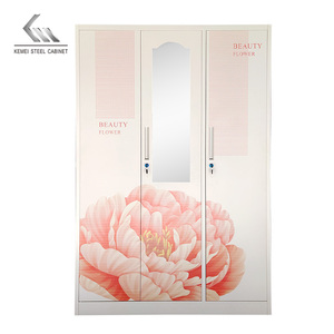 Bán Buôn Giá Rẻ Gõ Xuống Nhà Phòng Ngủ Đồ Nội Thất Tủ Quần Áo Quần Áo Kim Loại Gương Trượt Almirah Tủ Thép Tủ Quần Áo 3 Cửa - Product Image 6