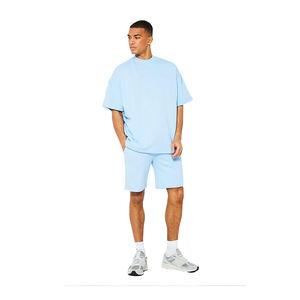 Ensemble t-shirt et short, pour femme, tenue d'été de couleur unie teint, Logo personnalisé, grandes tailles, 2 pièces, 2020 - Product Image 1