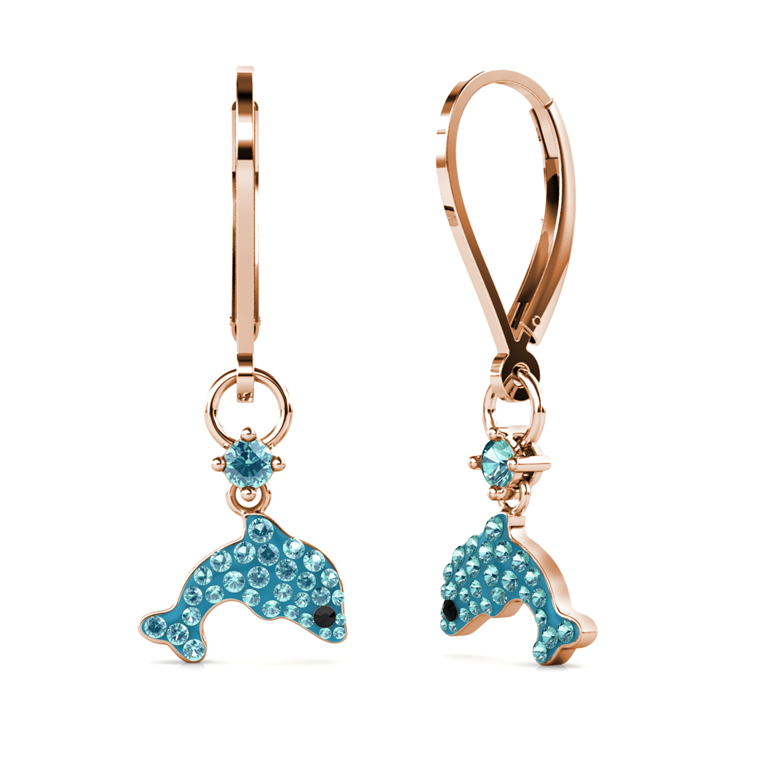 S925 With 18k Rose Gold Plated Children Earrings Blue