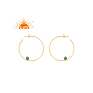 Boucles d'oreilles en pierre d'onyx verte, en argent et or plaqué, pour femmes, bijoux populaires à la mode, 925 - Product Image 2