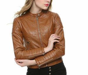 Chaqueta de motorista Unisex, abrigo de cuero marrón fox de alta calidad, con cremallera, disponible en todos los colores de cuero, hecho en paquistaní - Product Image 3