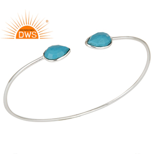 Sky Blue Turquoise Gemstone <b>Bracelet</b> Wholesale Handmade 925 Sterling Fine <b>Silver</b> Girls <b>Cuff</b> <b>Bracelet</b> Jewelry - Product Image 1