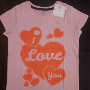 เสื้อยืดแขนสั้นลำลองสำหรับเด็กผู้หญิง ผ้าฝ้ายถักลายพิมพ์สำหรับฤดูร้อน คอกลม มีป้ายแบรนด์ เสื้อผ้าจากบังกลาเทศ สต็อกล็อต - Product Image 1