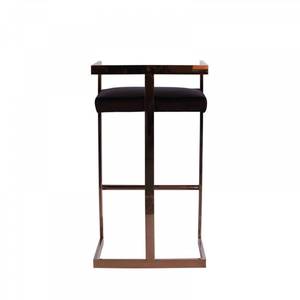 Tabouret de bar moderne VIG Modrest Halifax en similicuir noir industriel et cadre en bois or rose pour le salon, la cuisine, la salle à manger et le centre commercial - Product Image 2