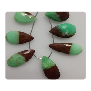 Perles de pierre chrysoprase à facettes bio-couleur de qualité supérieure 7 pièces Briolette de taille personnalisée pour la fabrication de bijoux toutes les couleurs tiers - Product Image 2