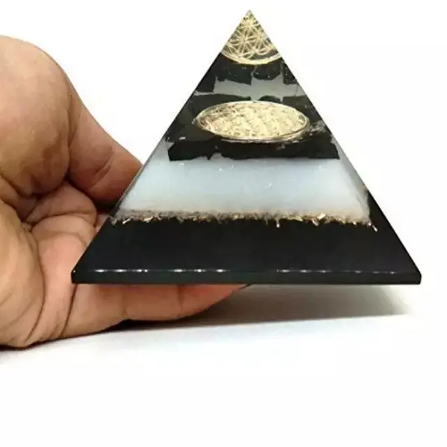 Pirâmide orgone de qualidade premium, com bola ametista, chips pretos de turmalina e árvore da vida, <span class=keywords><strong>logotipo</strong></span> de pirâmide