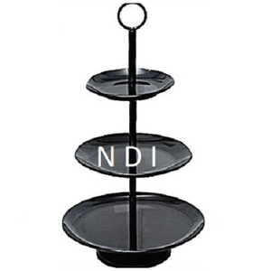 Soporte de servidor de pastel de taza plegable decorativa soporte de pastel de forma redonda acabado recubierto de polvo negro soporte de exhibición de pastel de taza de 3 niveles - Product Image 1