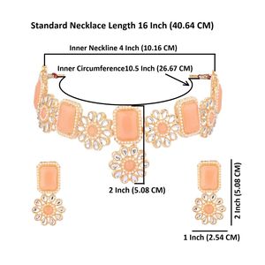 Gargantilla nupcial de cristal Floral Kundan para mujer, joyería india, fabricación de joyas, Color melocotón - Product Image 2