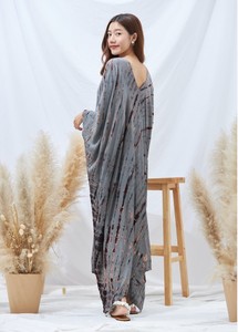 Nouveau fait à la main Tie-Dye 100% coton caftan Maxi robe Floral Beach Boho nager couvrir avec taille naturelle tissé et respirant - Product Image 3
