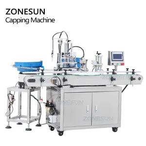 Bottle Capping Machine Automatic ZONESUN Automatic FEA15 Monoblock Metal Aluminium Perfume Spray Bottle Sealing Capping Crimping Outer Cover Cap Pressing Machine