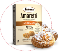 Macarons Agrumati au Citron Sucré Falcone, Amaretti, Astuccio 170 g, Pâte d'Amande, Emballage Sous Vide, Casher, Certifié HACCP IFS, 18 Mois
