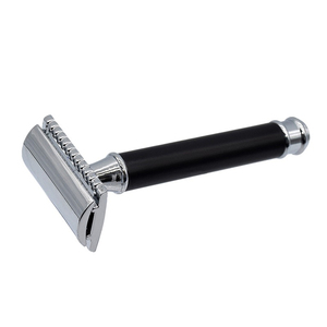 Manche de rasoir en acier, noir brillant, Logo personnalisé, sécurité à Double bord pour hommes, 1 pièce - Product Image 2