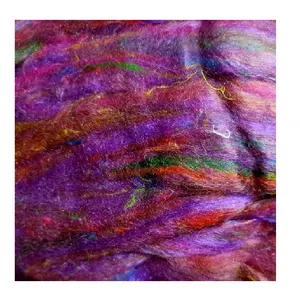 multicolored pulled sari silk fibers for spinners, weavers , yarn and fiber stores, textile artists
