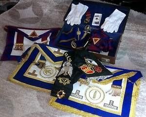 Wholesale 33rd Degree Masonic Rose Croix Regalia Set Embroidered Leather Apron Gauntlets Collar with Wing Down Feature - Product Image 5
