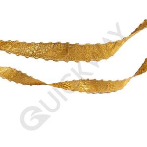 Garniture en dentelle tressée métallique dorée pour vêtements d'église, jacquard, mylar et soie, garniture décorative festonnée en gallon - Product Image 6