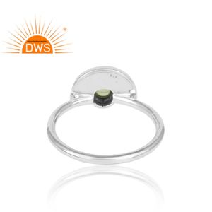 แหวนเงินแท้ชุบออกซิไดซ์ประดับพลอยเพอริดอตธรรมชาติแบบซ้อนได้ รุ่นขายดีประจำปี 2026 สำหรับผู้หญิง จากผู้ผลิตเครื่องประดับ - Product Image 4