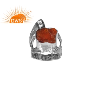 Anillo de Plata de Ley 925 con piedras preciosas de cristal, joyería Bohemia oxidada - Product Image 1