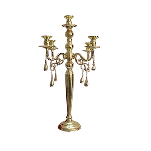 Candelabro de 5 brazos de calidad exclusiva, diseño fabuloso, color dorado, portavelas de latón a un precio atractivo. - Product Image 3
