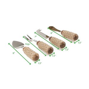 ชุดมีดหั่นชีส4ชิ้นพร้อมไม้4ชิ้นชุดอุปกรณ์ครัวไม้ชีส - Product Image 1