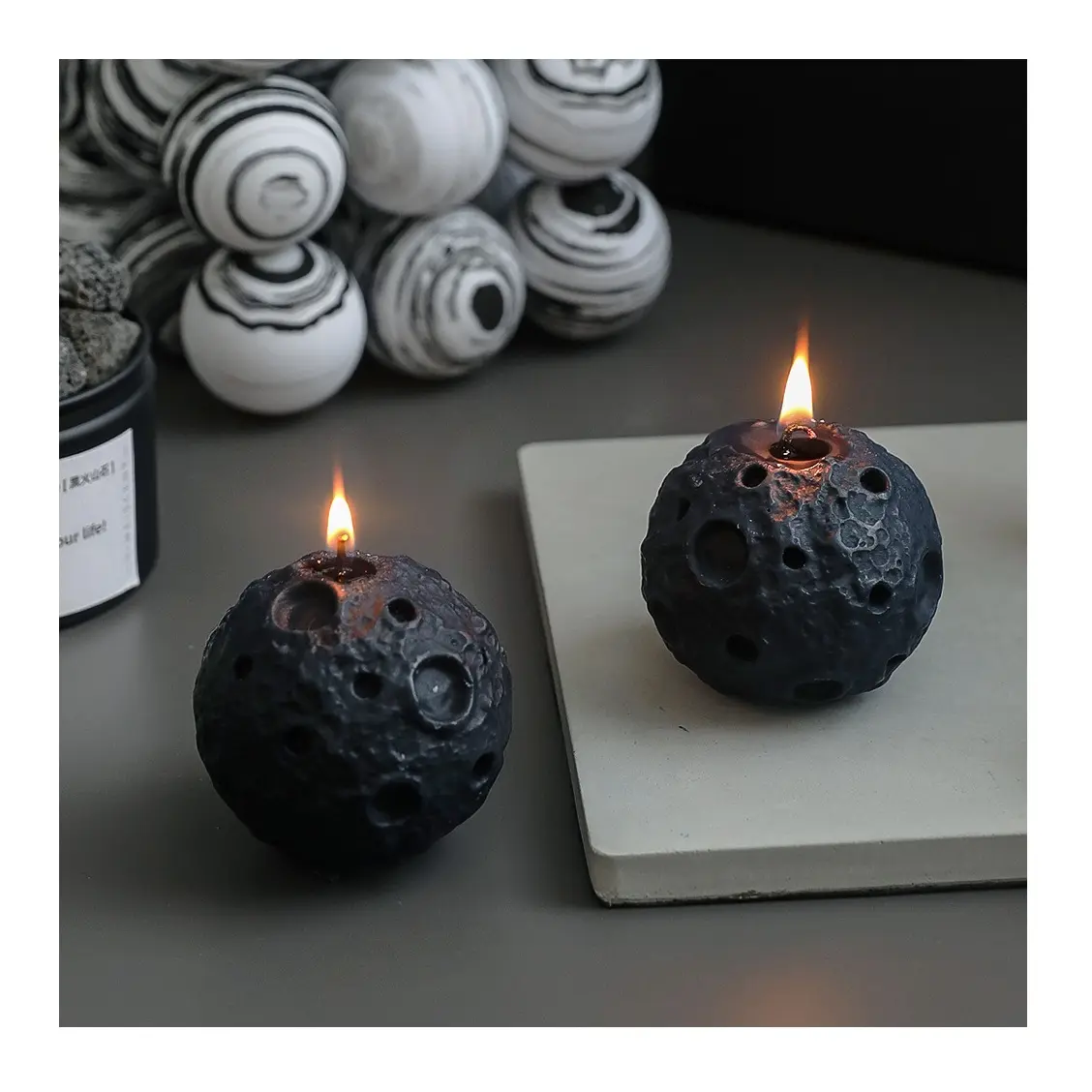 Groothandel Diy Geschenkdoos Set Zwarte Geurkaars Slaapkamer Creatieve Decoratie Met Hand Cadeau Bolvormige Maan Kaars