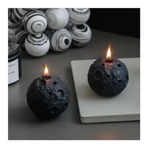 थोक diy उपहार बॉक्स के साथ सेट काले सुगंधित मोमबत्ती बेडरूम रचनात्मक सजावट हाथ उपहार गोलाकार चाँद मोमबत्ती