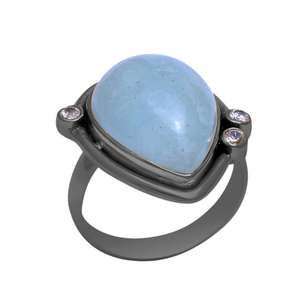 Anillo De piedras preciosas aguamarina con forma De pera genuina, Plata De Ley sólida hecha a mano, joyería De Zirconia cúbica para mujer, venta al por mayor, Casa De Plata - Product Image 4