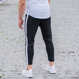 Joggers de rayas para hombre, pantalones informales negros, tela 100% algodón con opción de corte holgado, tendencia al por mayor de alta calidad, 2023 - Product Image 4