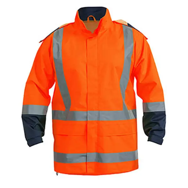 เสื้อกันฝนสะท้อนแสงสําหรับผู้ชายกันน้ํา Hi Vis เสื้อเซฟตี้พร้อมแถบสะท้อนแสงเสื้อกันฝนระดับการมองเห็นสูงระดับ 3