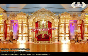 Grand Mandap de mariage doré sculpté, Mandap de mariage hindou doré sculpté aux États-Unis, Mandap de mariage indien en FRP, Fabricant de Mandap aux États-Unis - Product Image 6