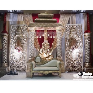 ของตกแต่งเวทีแต่งงานสีขาวหรูหรา,เวทีแต่งงานสีขาวและสีทองที่ประณีตของตกแต่งเวทีงานแต่งงาน Manavarai แบบดั้งเดิม - Product Image 1