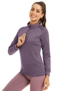 Sportswear Zip Pullover Tops Yoga Running Sports <b>T</b>-<b>Shirts</b> Womens <b>Long</b> Sleeve High Quality Material with Custom Printing Service - Product Image 6